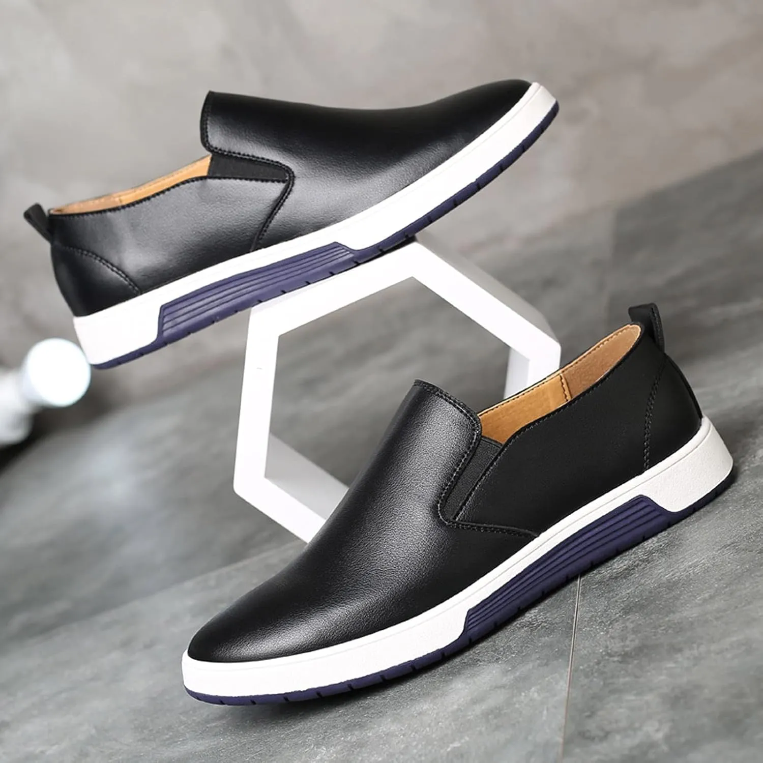 Men's Casual Dress Shoes Leisure Slip On Breathable Wear Men's Business Leather Shoes Solid Formal Color Men's