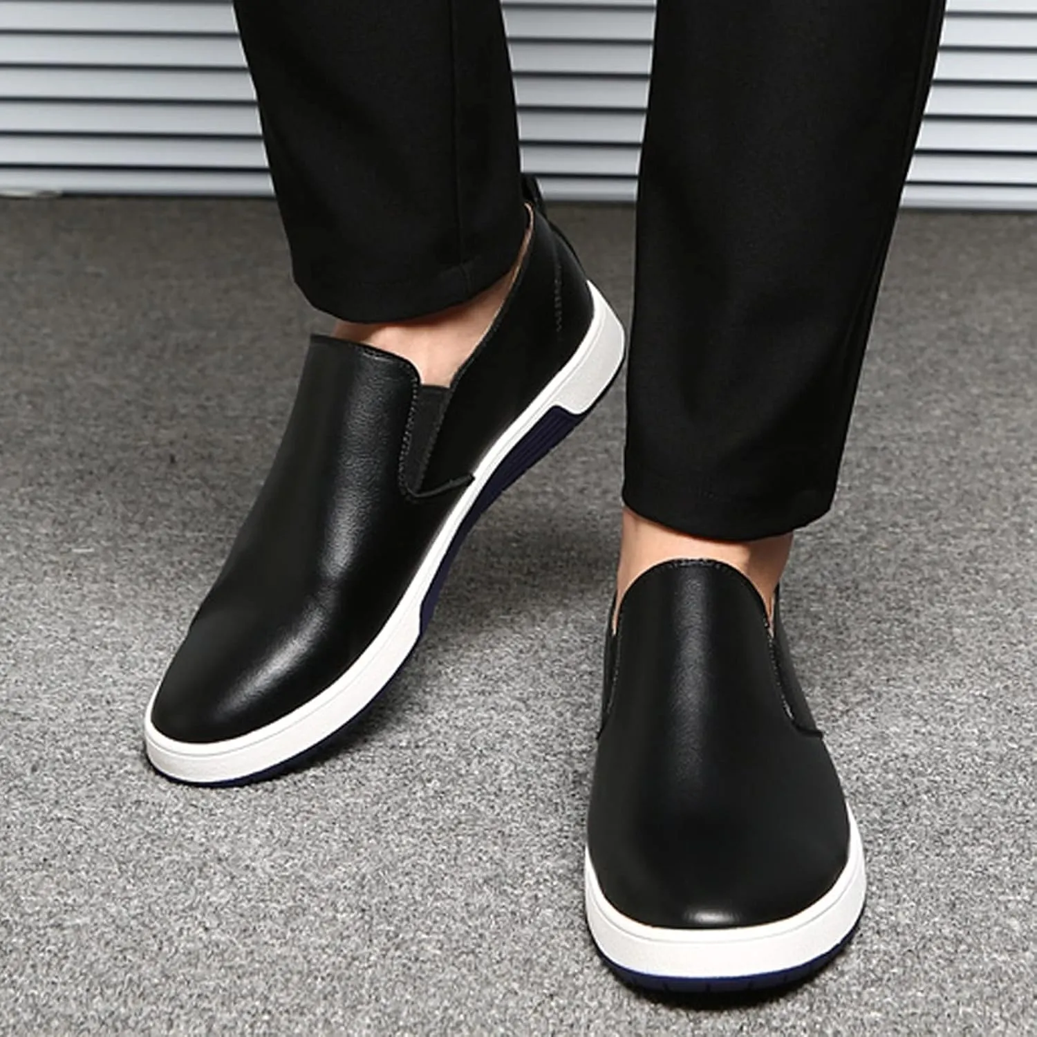 Men's Casual Dress Shoes Leisure Slip On Breathable Wear Men's Business Leather Shoes Solid Formal Color Men's