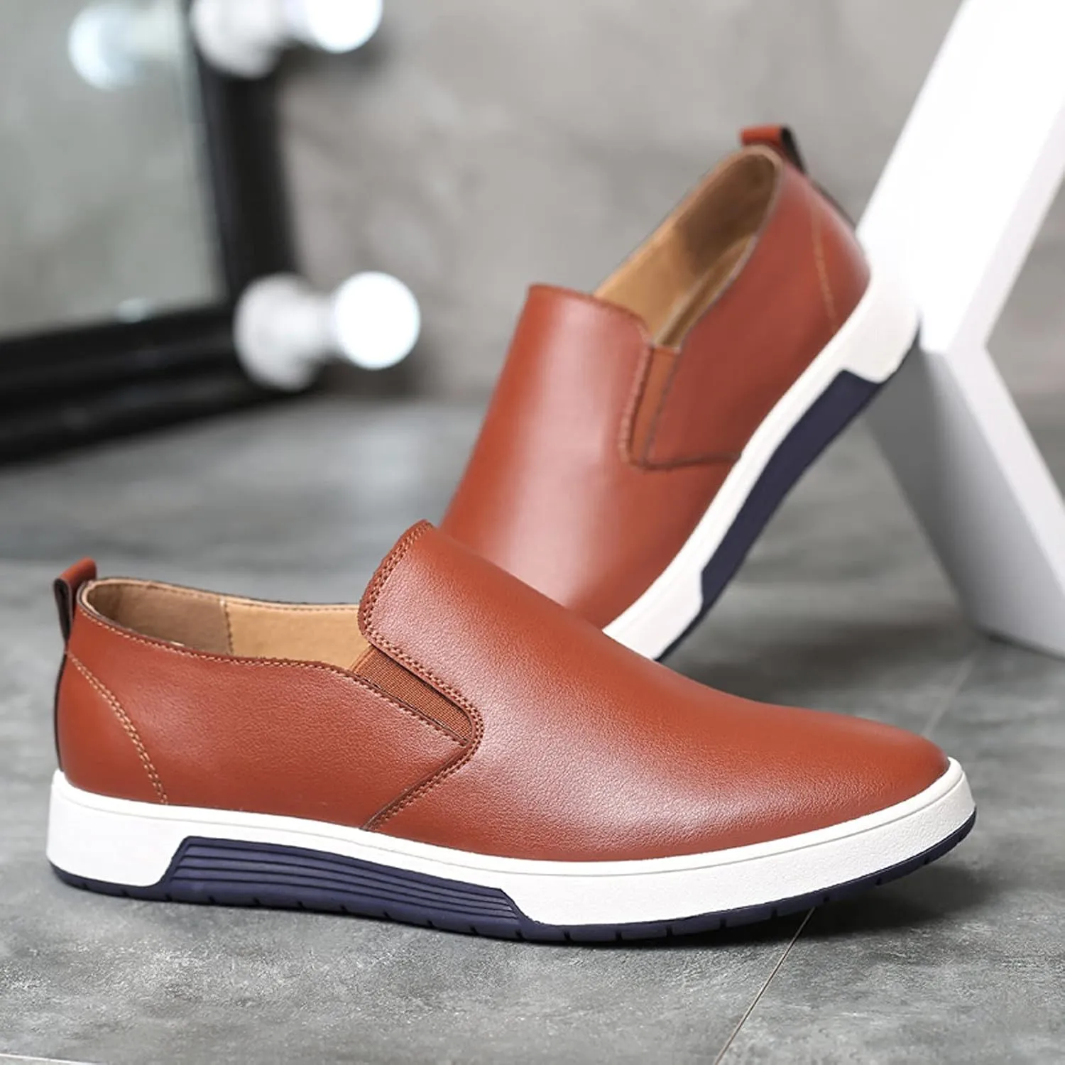 Men's Casual Dress Shoes Leisure Slip On Breathable Wear Men's Business Leather Shoes Solid Formal Color Men's