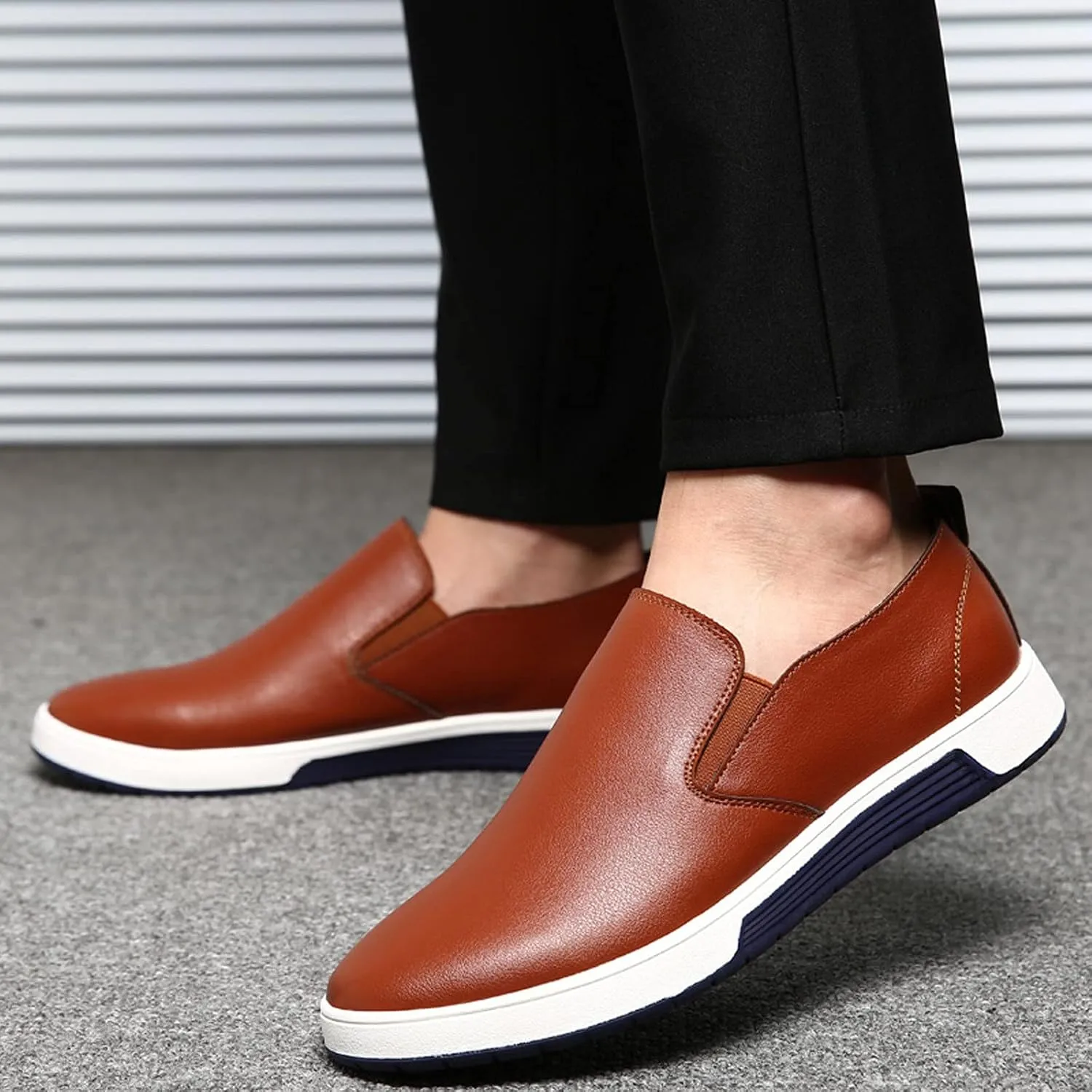 Men's Casual Dress Shoes Leisure Slip On Breathable Wear Men's Business Leather Shoes Solid Formal Color Men's