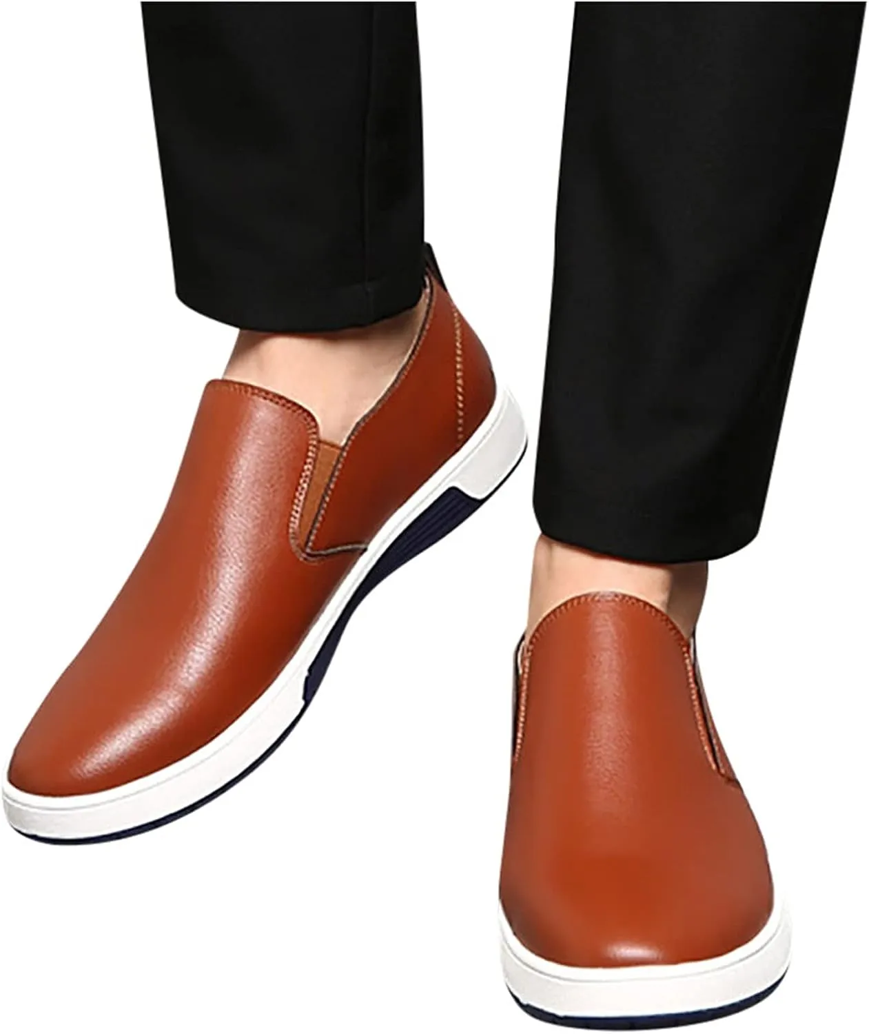 Men's Casual Dress Shoes Leisure Slip On Breathable Wear Men's Business Leather Shoes Solid Formal Color Men's