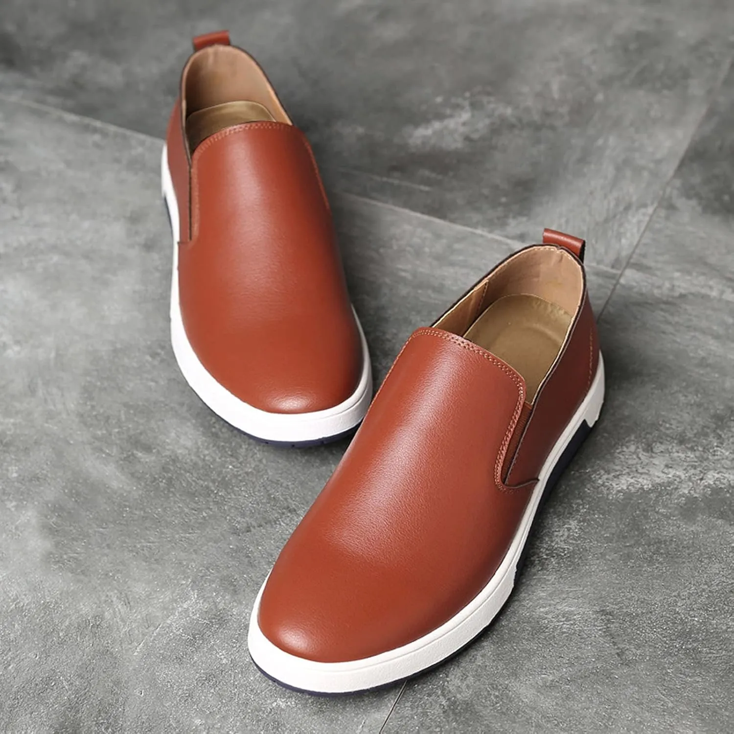 Men's Casual Dress Shoes Leisure Slip On Breathable Wear Men's Business Leather Shoes Solid Formal Color Men's