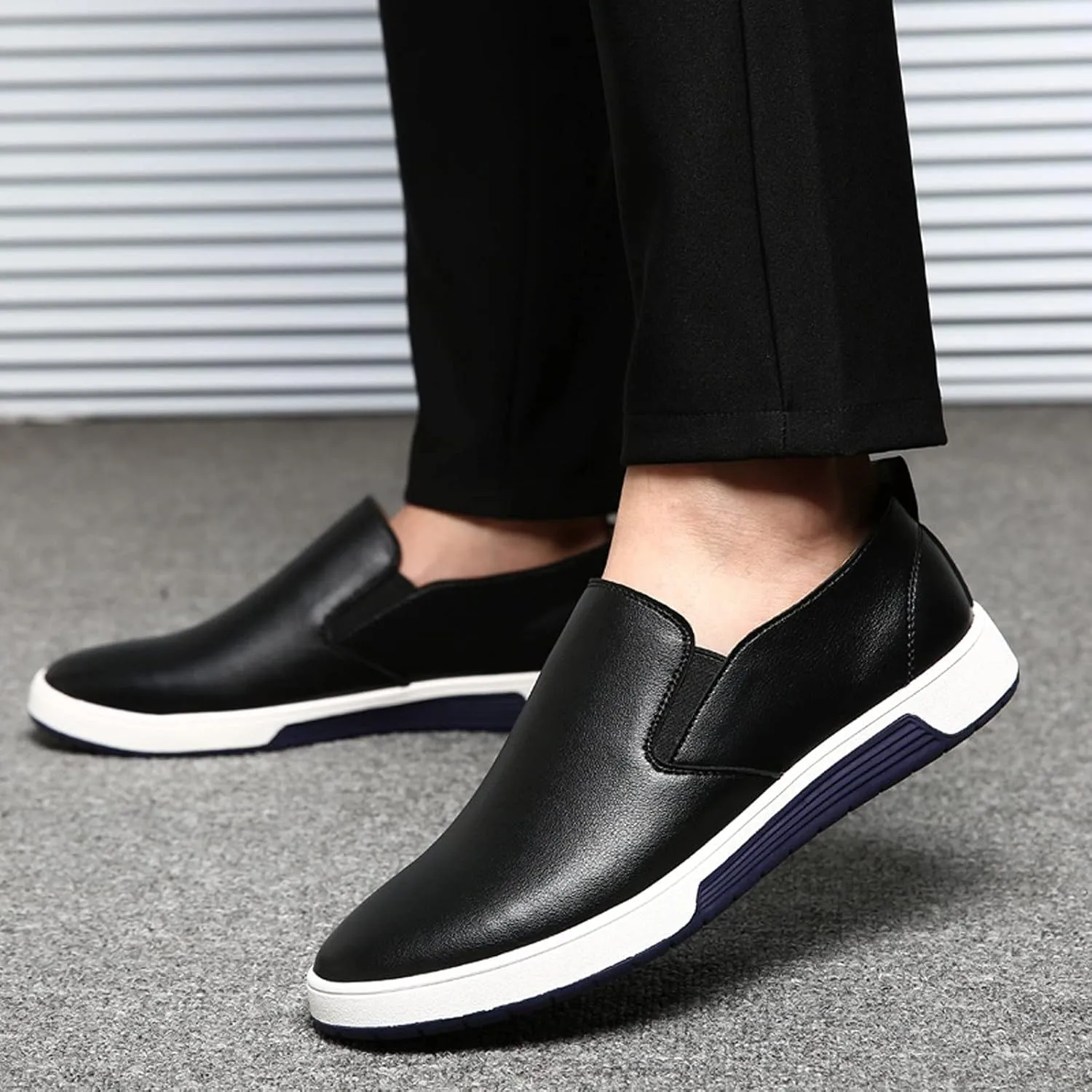 Men's Casual Dress Shoes Leisure Slip On Breathable Wear Men's Business Leather Shoes Solid Formal Color Men's