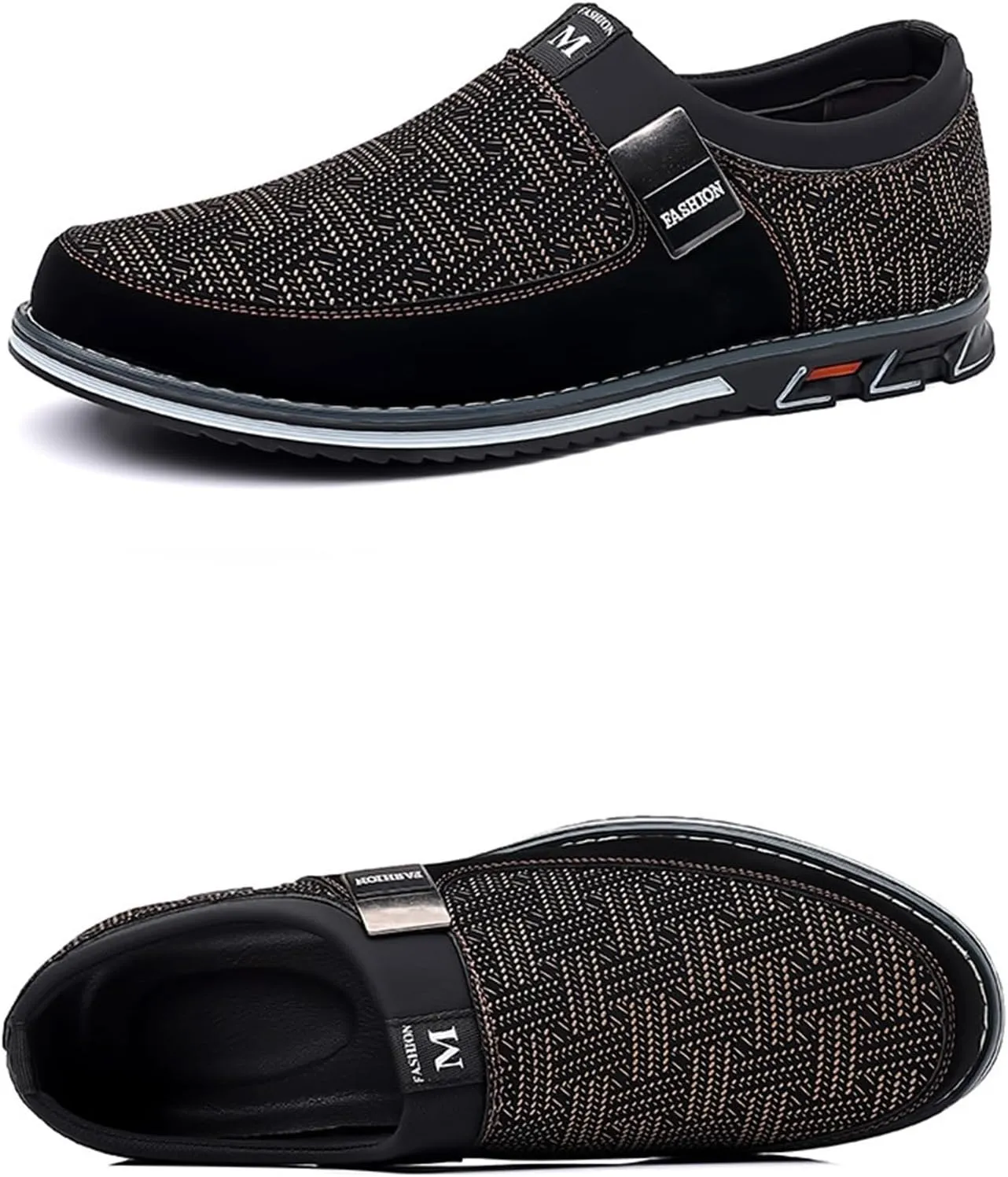 Men's Casual Dress Shoes Men Leather Shoes Fashion Men Business Breathable Colorblocking Casual Over Toe Leather