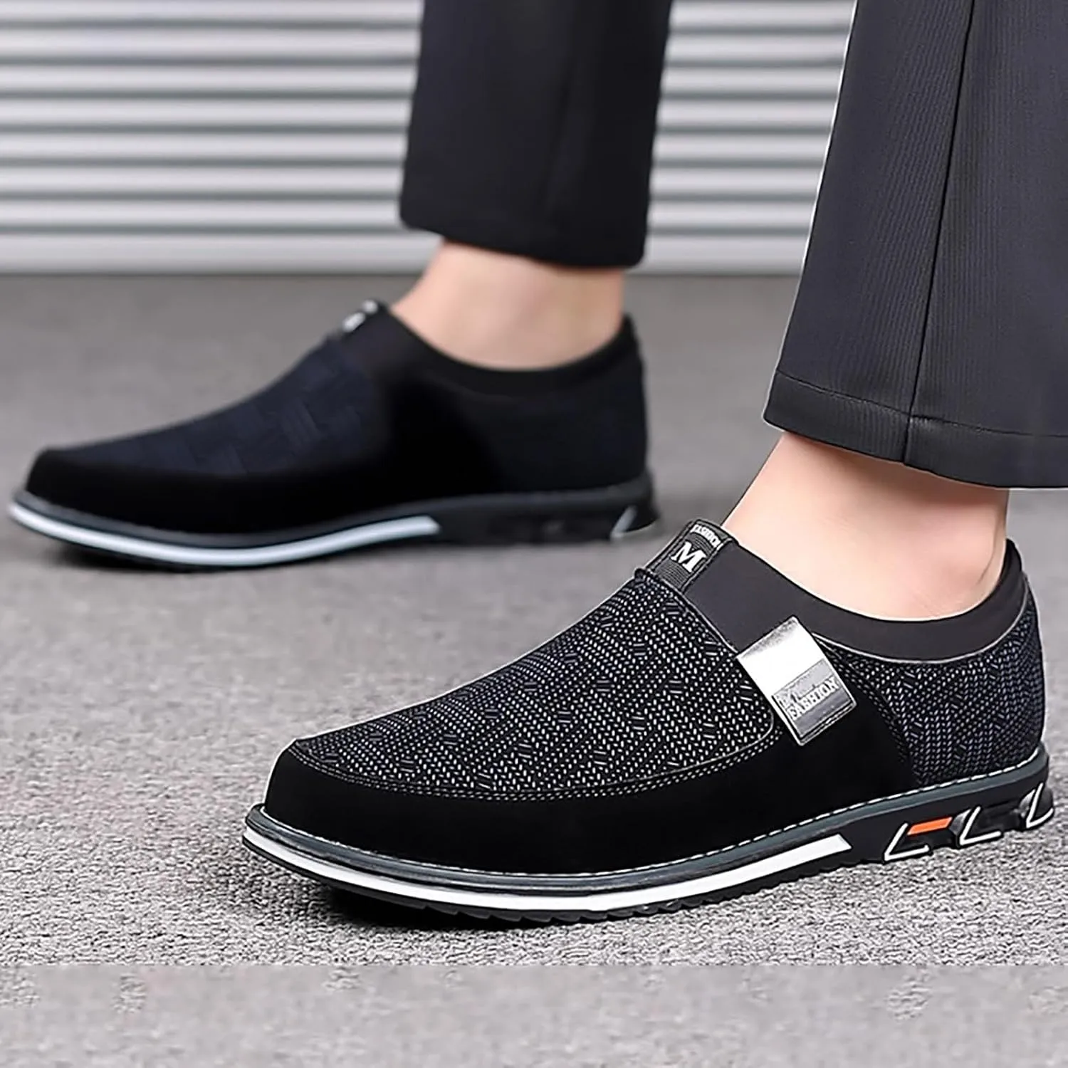 Men's Casual Dress Shoes Men Leather Shoes Fashion Men Business Breathable Colorblocking Casual Over Toe Leather