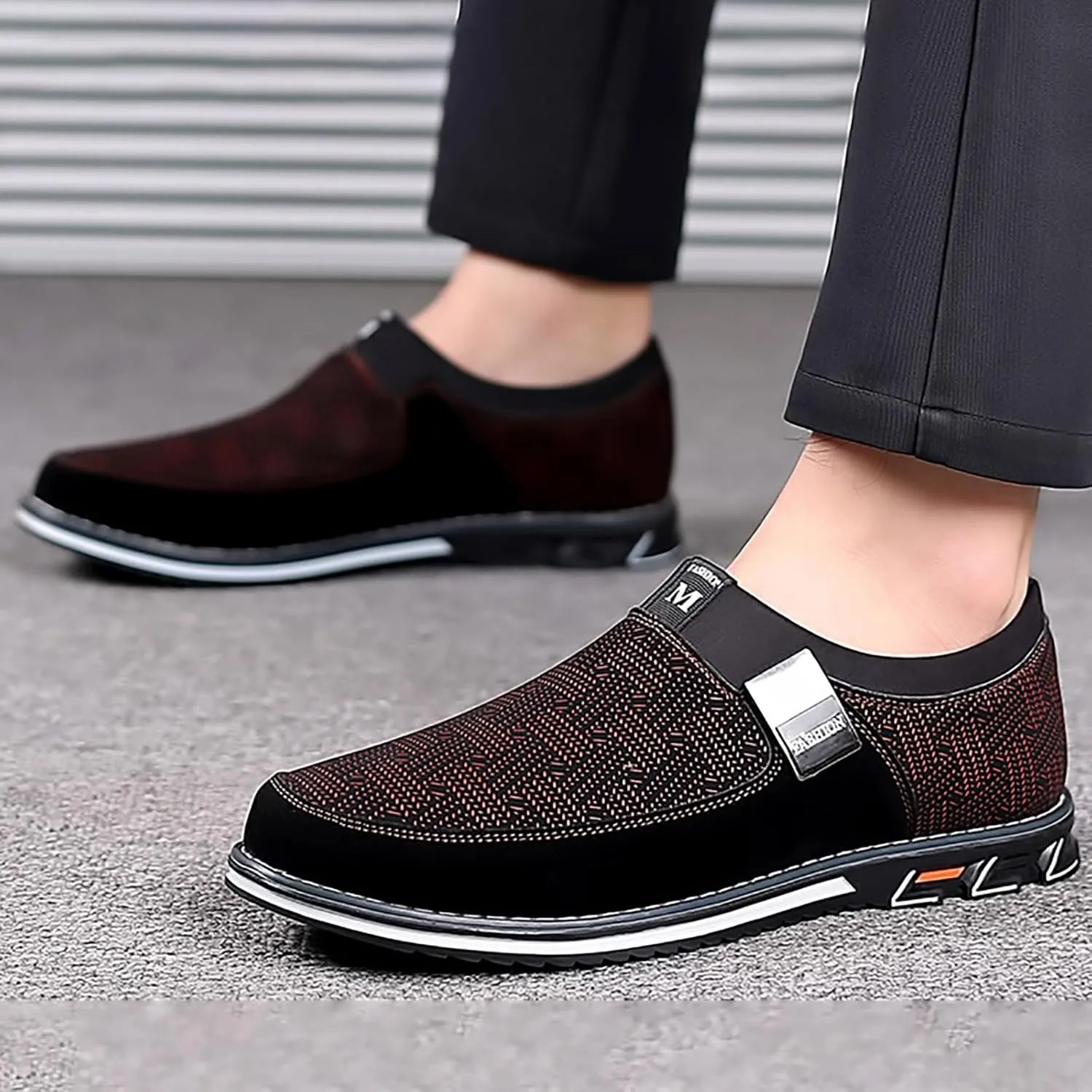 Men's Casual Dress Shoes Men Leather Shoes Fashion Men Business Breathable Colorblocking Casual Over Toe Leather
