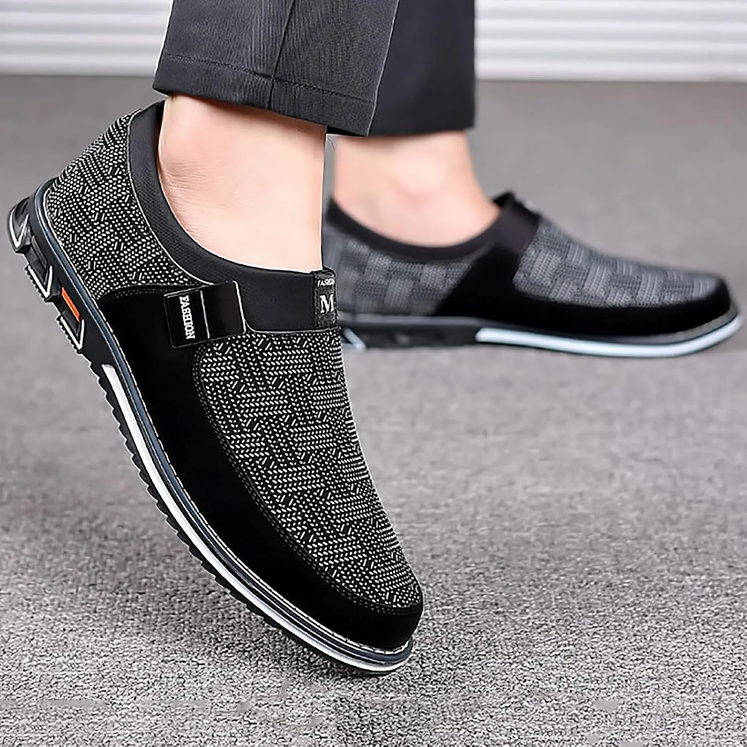 Men's Casual Dress Shoes Men Leather Shoes Fashion Men Business Breathable Colorblocking Casual Over Toe Leather