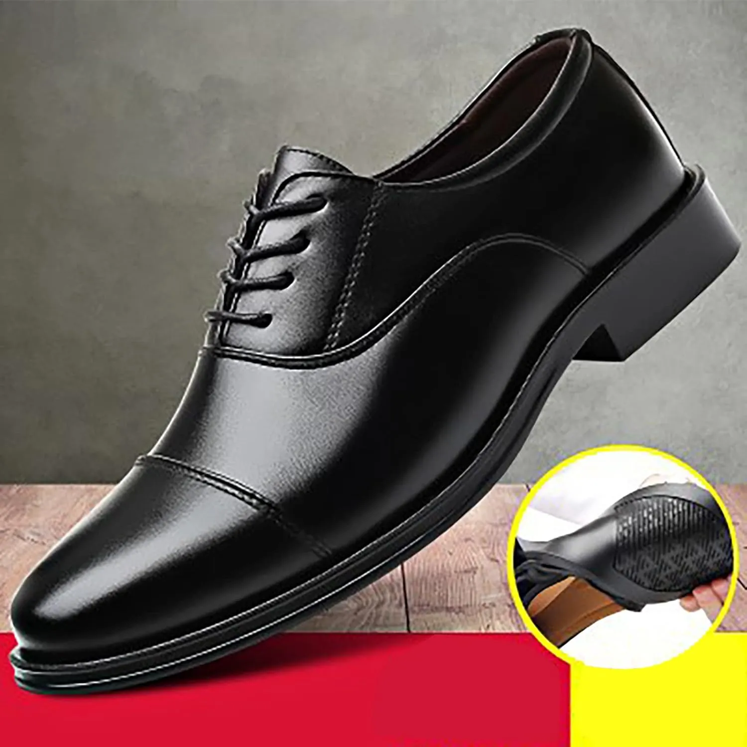 Men's Casual Dress Shoes Men's Leather Shoes Business Attire Men's Youth Round Toe Shoes British Breathable and