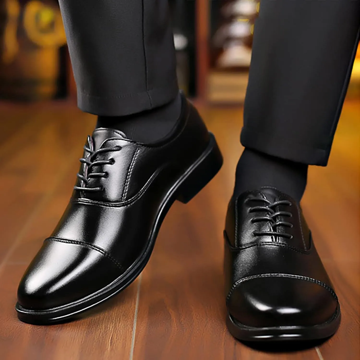 Men's Casual Dress Shoes Men's Leather Shoes Business Attire Men's Youth Round Toe Shoes British Breathable and