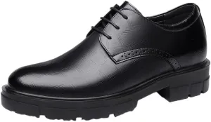 Men's Classic Lace-up Formal Oxfords Men's Genuine Leather Low Derby Slip-On Shoes with Non-Slip Sole
