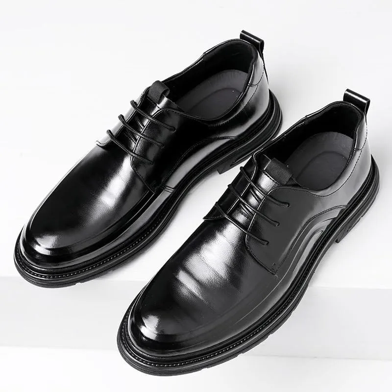 Men's Classic Lace Up Low Top Leather Dress Shoes Mens Sneaker Pointed Toe Casual Oxford Shoes