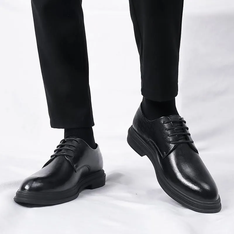 Men's Comfort Dress Shoes Mens Fashion Classic Pointed Toe Low Leather Oxford Shoes Non-Slip Softsole Lace Up Walking Derby Shoes for Men(9)