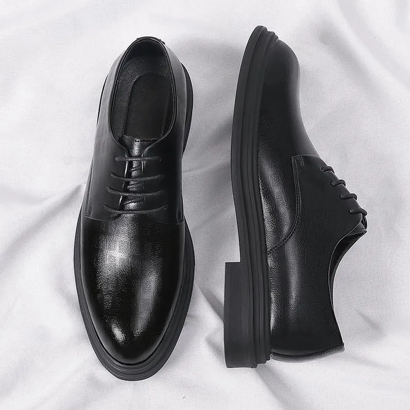 Men's Comfort Dress Shoes Mens Fashion Classic Pointed Toe Low Leather Oxford Shoes Non-Slip Softsole Lace Up Walking Derby Shoes for Men(9)