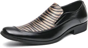 Men's Derby Oxford Shoes Leather-Combined with Color-Blocked Design Pointed Toe Formal Business Dress Shoes for Weddings & Banquets – Comfortable Slip-Resistant