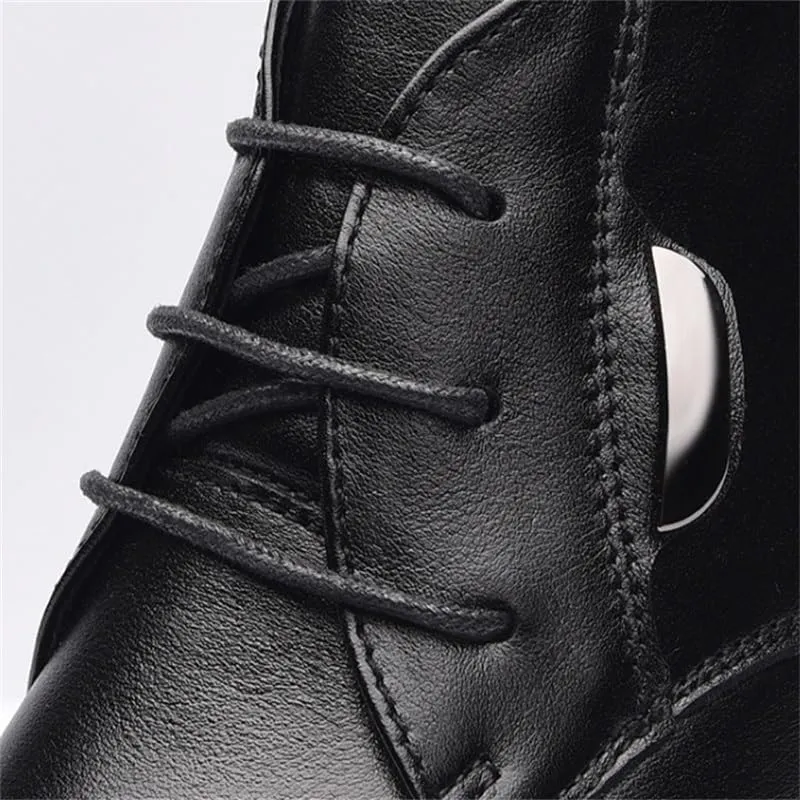 Mens Dress Business Boots Leather Upper Boots Cap Toe Shoes Lace-ups Boots Breathable Lining Non-slip Rubber Soft Sole Shoes for Men