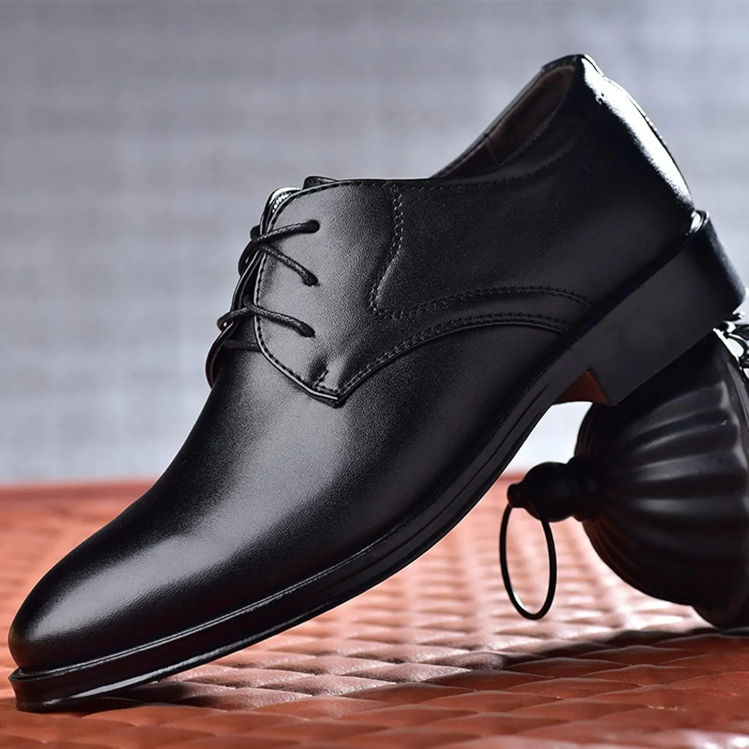 Men's Dress Shoe Loafers Fashion Style Men's Breathable Comfortable Business Lace Up Work Leisure Solid Color Leather Shoes Brown Dress Boots