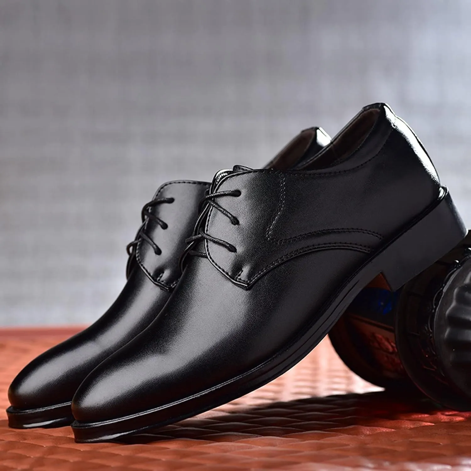Men's Dress Shoe Loafers Fashion Style Men's Breathable Comfortable Business Lace Up Work Leisure Solid Color Leather Shoes Brown Dress Boots