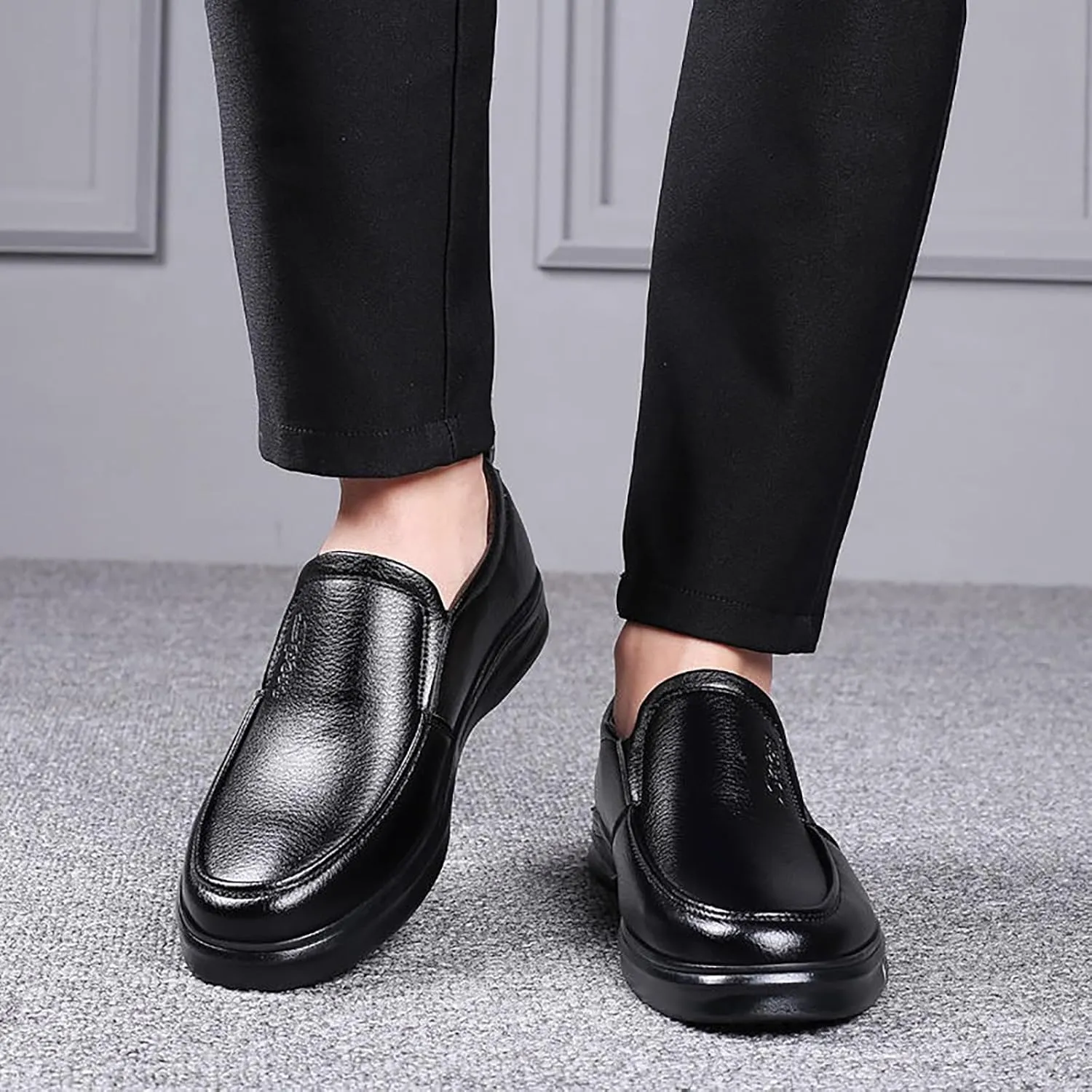 Men's Dress Shoes Formal Classic Lace-Up Oxfords Fashion Men's Breathable Black Oxford Shoes for Men Leather