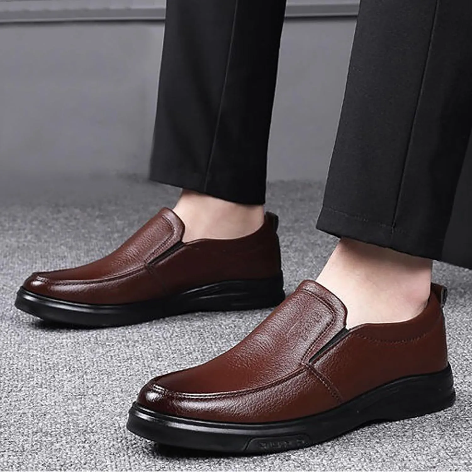 Men's Dress Shoes Formal Classic Lace-Up Oxfords Fashion Men's Breathable Black Oxford Shoes for Men Leather