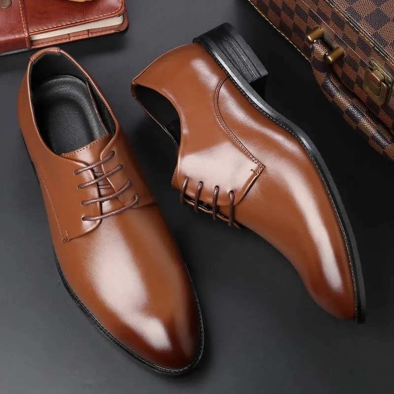 Mens Dress Shoes Men's Lace Up Classic Derby Shoes Casual Formal Business Oxford Shoes for Men(Brown,10)