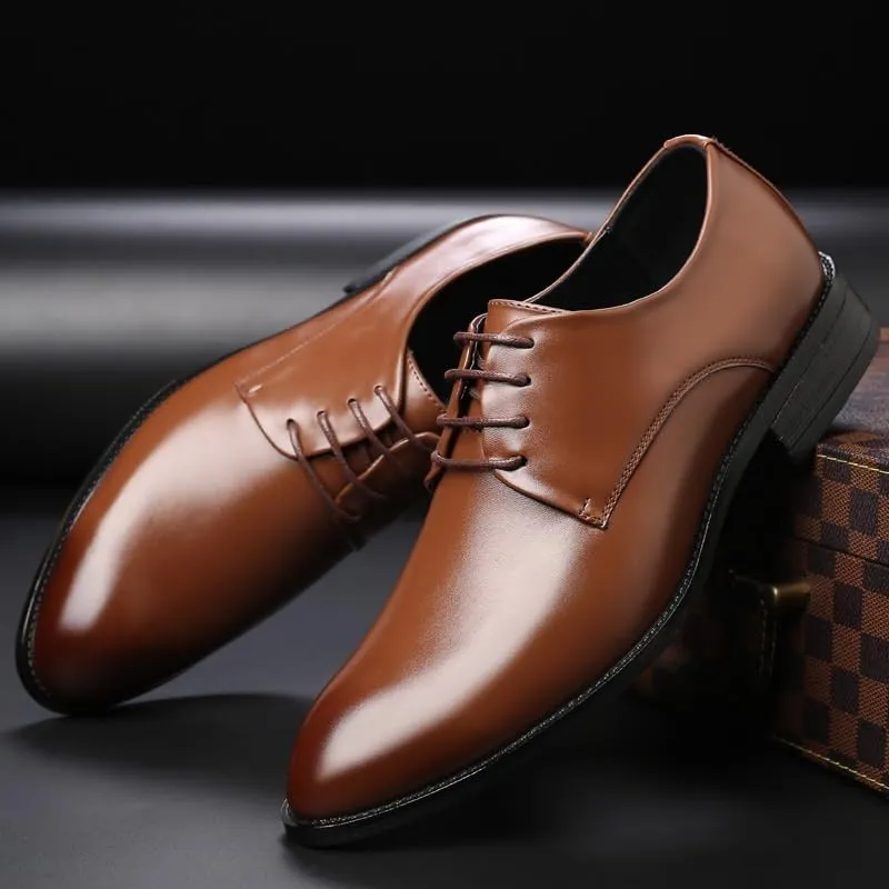 Mens Dress Shoes Men's Lace Up Classic Derby Shoes Casual Formal Business Oxford Shoes for Men(Brown,10)