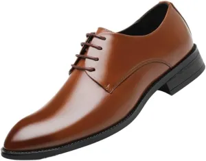 Mens Dress Shoes Men's Lace Up Classic Derby Shoes Casual Formal Business Oxford Shoes for Men(Brown,10)