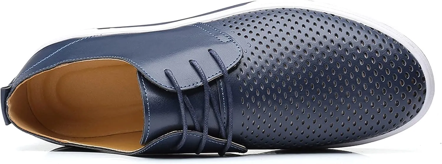 Men's Dress Shoes Wide Width Comfortable Leisure Shoes Men's Leather Breathable Summer Hollow Mens Slip On Dress Shoes