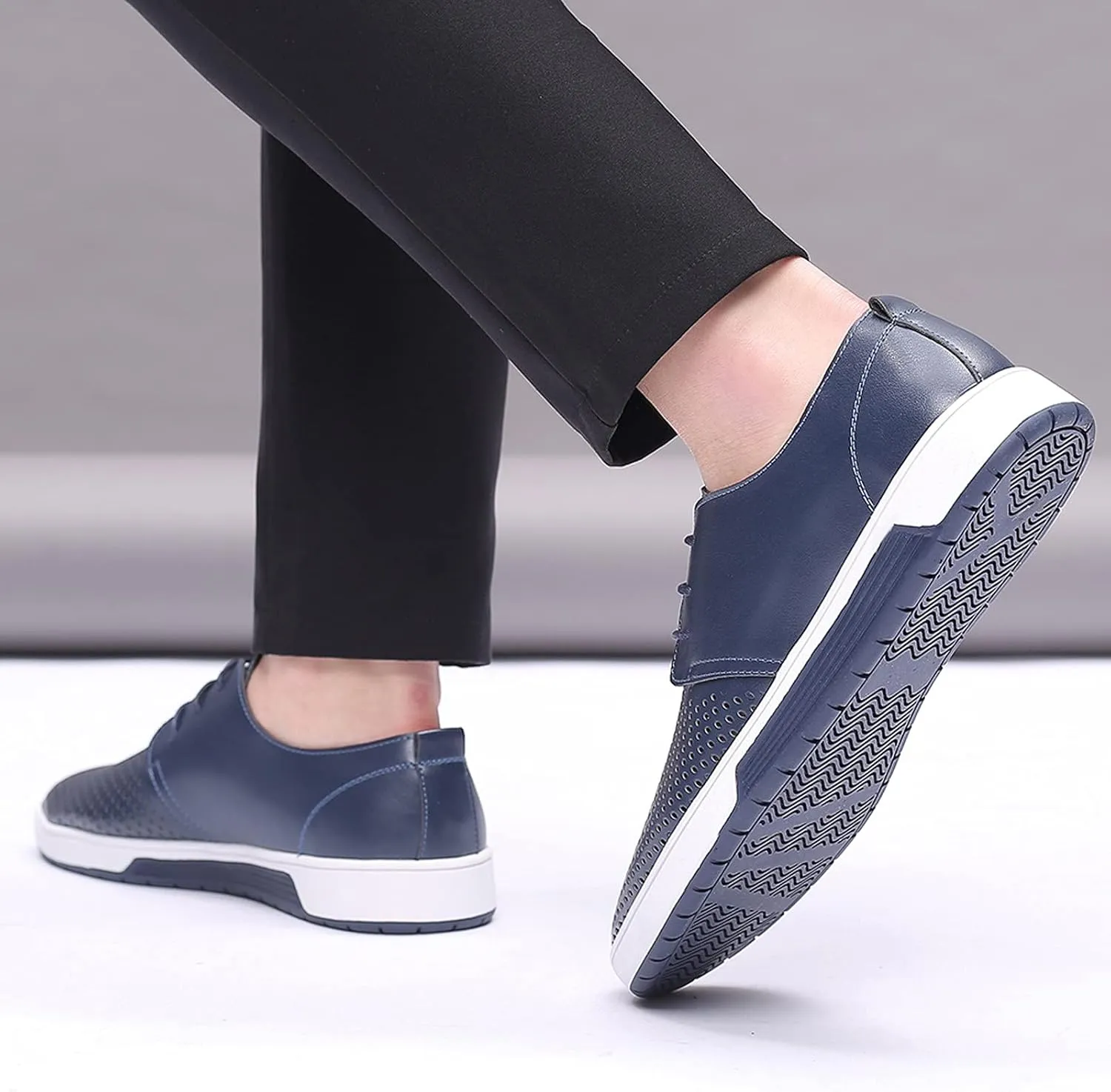 Men's Dress Shoes Wide Width Comfortable Leisure Shoes Men's Leather Breathable Summer Hollow Mens Slip On Dress Shoes