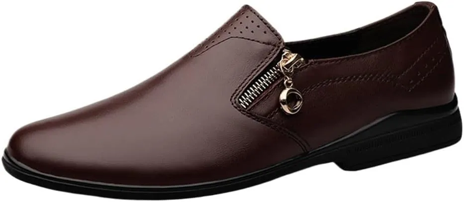 Mens Dress Sneakers Dress Shoes Modern Pointed Toe Prom Wedding Business Office Dress Shoes(Brown,8)