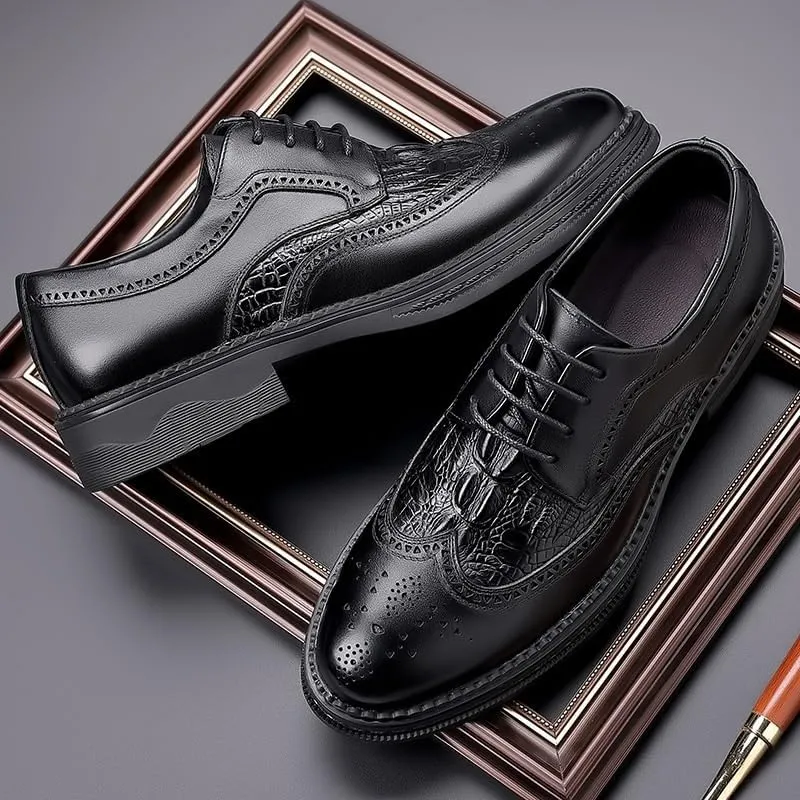 Men's Dressy Suit Tuxedo Metal Shoelaces Weeding Prom Derby Shoes Men Breathable Comfortable Business Lace Up Oxford Shoes