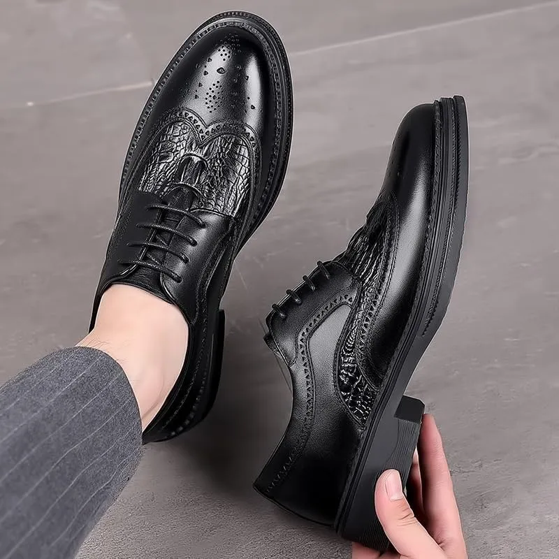 Men's Dressy Suit Tuxedo Metal Shoelaces Weeding Prom Derby Shoes Men Breathable Comfortable Business Lace Up Oxford Shoes
