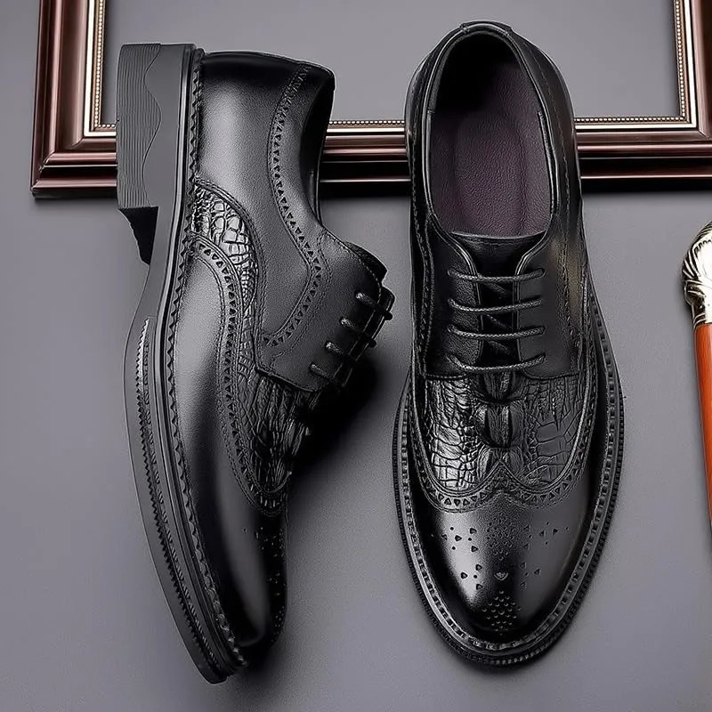Men's Dressy Suit Tuxedo Metal Shoelaces Weeding Prom Derby Shoes Men Breathable Comfortable Business Lace Up Oxford Shoes