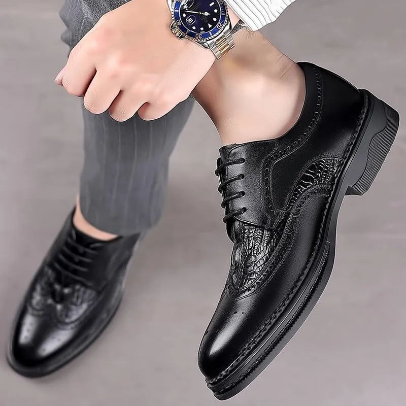Men's Dressy Suit Tuxedo Metal Shoelaces Weeding Prom Derby Shoes Men Breathable Comfortable Business Lace Up Oxford Shoes