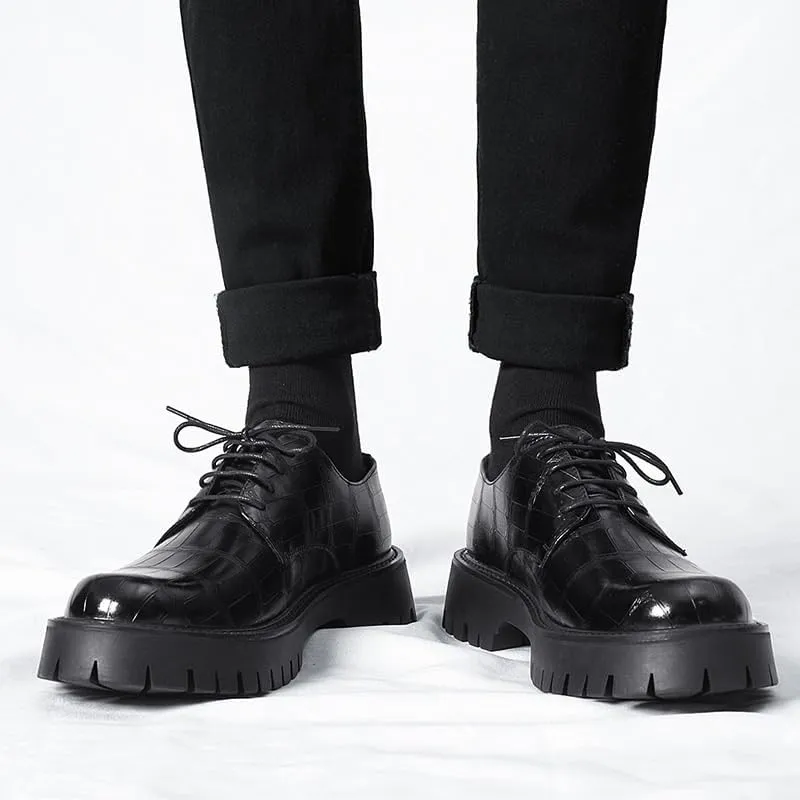 Mens Fashion Non-Slip Dress Shoes Height Increasing Softsole Walking Derby Shoes Mid Chunky Heels Formal Men's Business Oxfords Shoes for Men