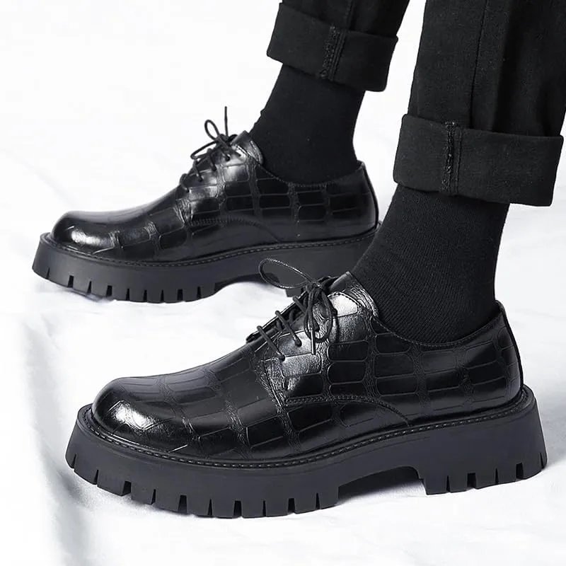 Mens Fashion Non-Slip Dress Shoes Height Increasing Softsole Walking Derby Shoes Mid Chunky Heels Formal Men's Business Oxfords Shoes for Men