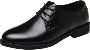Men's Formal Dress Shoes Square Toe Oxfords Fashion Men's Breathable Comfortable Business Lace Up Work Leisure Solid Color Leather Shoes Men Black Leather Oxfords Shoes