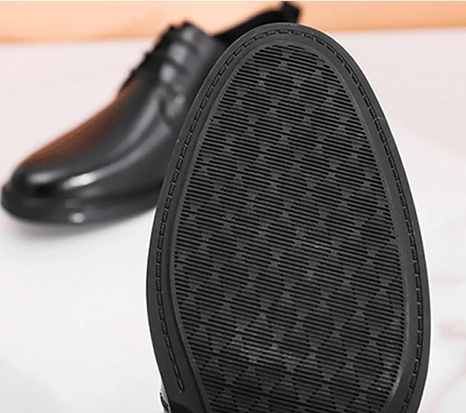 Men's Genuine Leather Oxford Shoes, Anti-Slip Rubber Sole Business Wedding Slip-Resistant Dress Shoes