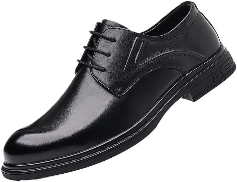 Men's Lace Up Oxfords Shoes Fashion Classic Pointed Toe Low Leather Dress Shoes Casual Walking Business Derby Shoes for Men