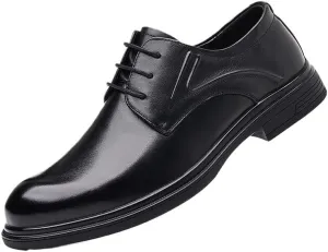 Men's Lace Up Oxfords Shoes Fashion Classic Pointed Toe Low Leather Dress Shoes Casual Walking Business Derby Shoes for Men