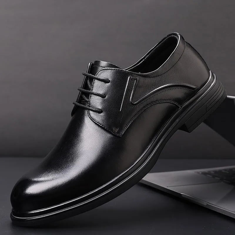 Men's Lace Up Oxfords Shoes Fashion Classic Pointed Toe Low Leather Dress Shoes Casual Walking Business Derby Shoes for Men
