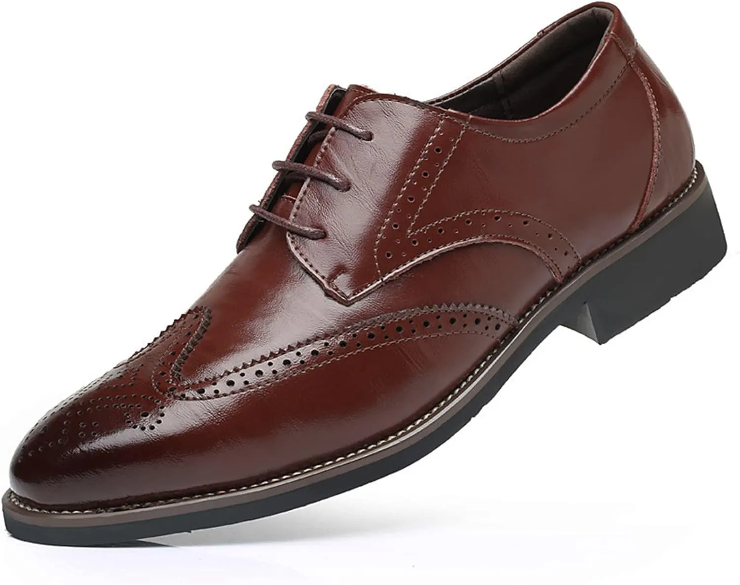 Men's Leather Formal Tuxedo Slip On Dress Shoes Classical Style Men's Breathable Hollow Business Casual Pointed Shoes Dress Shoes Men Formal Oxfords