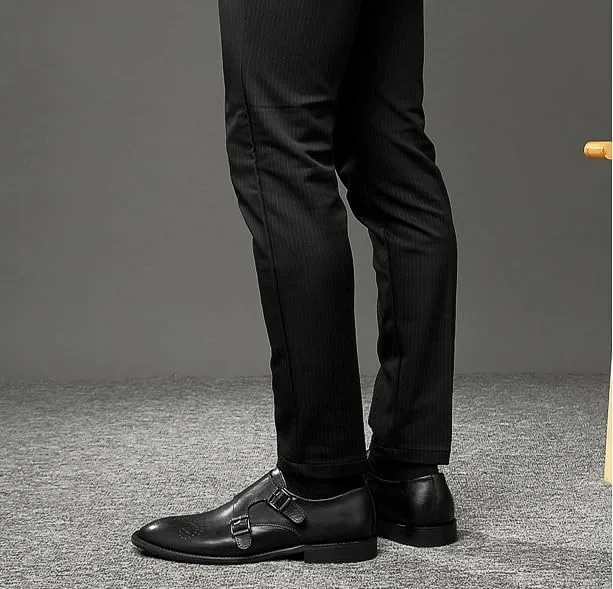 Men's Leather Loafers Dress Shoes Slip-Ons Pointed Toe Classic Formal Business Oxfords Shoes for Men