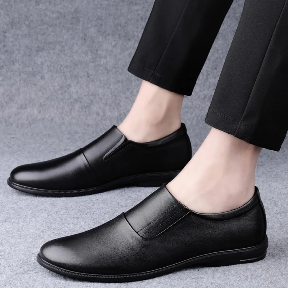 Mens Leather Shoes Breathable Luxury Non Slip Casual Business Work Formal Vintage High Gloss Dress Shoes