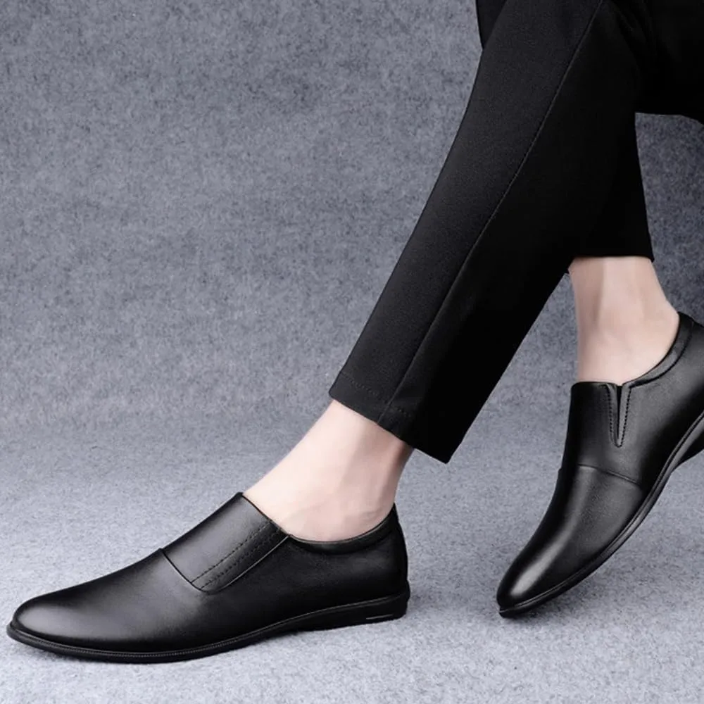 Mens Leather Shoes Breathable Luxury Non Slip Casual Business Work Formal Vintage High Gloss Dress Shoes