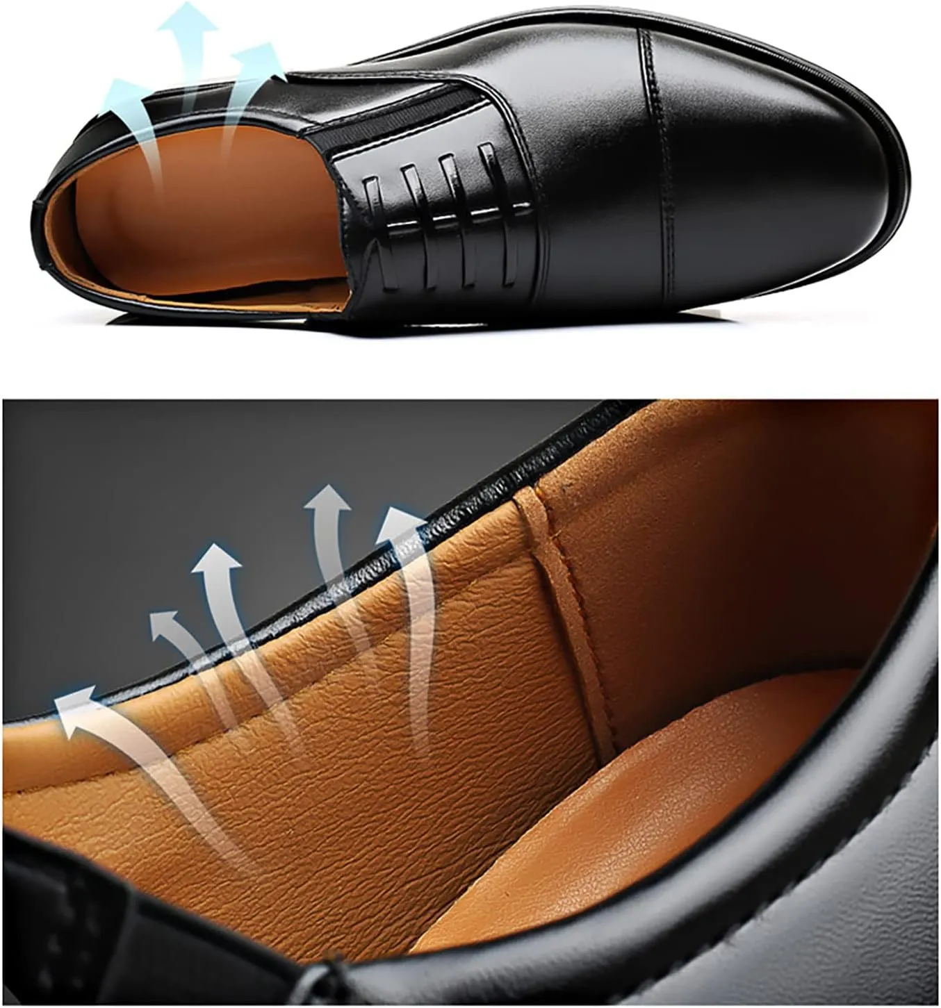 Men's Leather Shoes Men's Casual Dress Shoes Business Attire Men's Youth Round Toe Shoes British Breathable