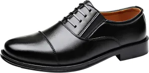 Men's Leather Shoes Men's Casual Dress Shoes Business Attire Men's Youth Round Toe Shoes British Breathable