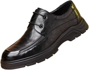 Mens Oxfords Casual Business Round Toe Non-Slip Platform Comfortable Block Heel for Driving Daily Work Office