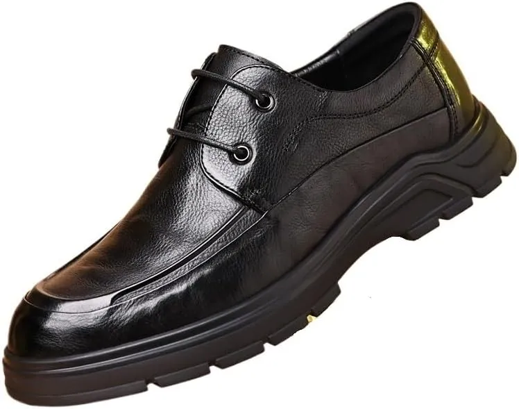 Mens Oxfords Casual Business Round Toe Non-Slip Platform Comfortable Block Heel for Driving Daily Work Office