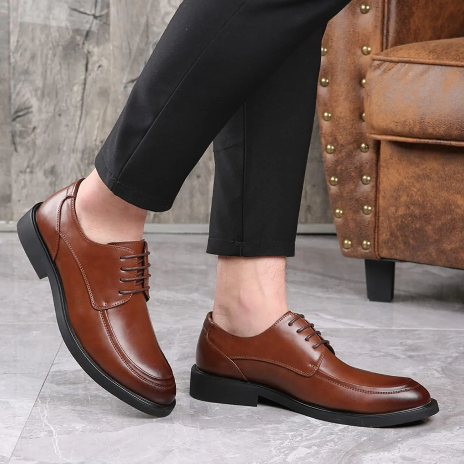 Mens Oxfords Formal Dress Shoes Classic Lace-up Comfortable Business Derby Shoes