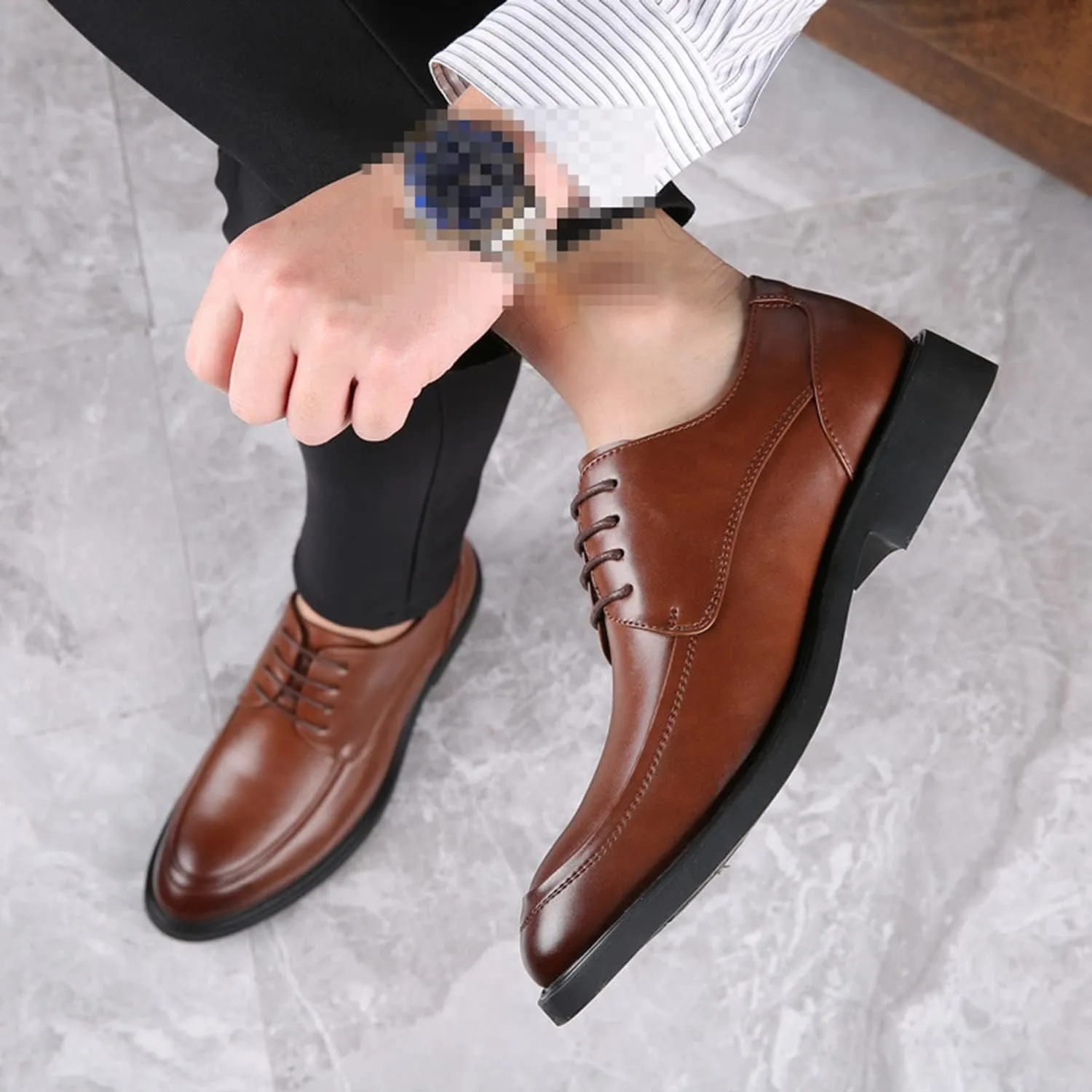 Mens Oxfords Formal Dress Shoes Classic Lace-up Comfortable Business Derby Shoes